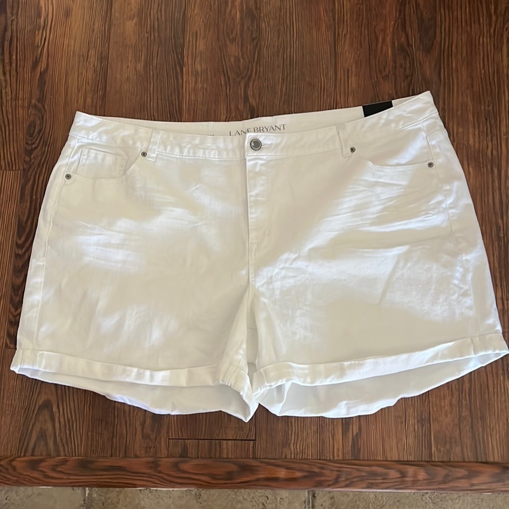 Lane Bryant White Denim Shorts. New with tags. Size 28. Cotton/Spandex